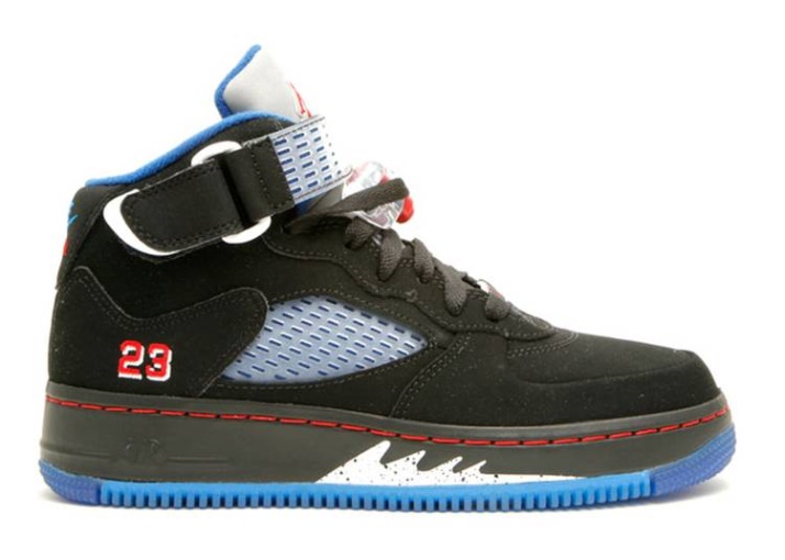 Air Jordan Fusion 5 Gs Negro/rojo/cinta Azul/azul
