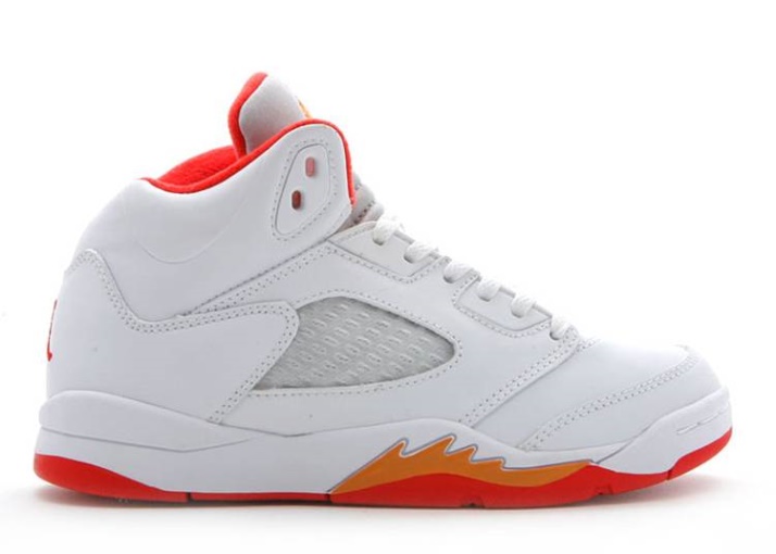Air Jordan 5 Retro Ps Blanco/rojo/ceniza Oscura/puesta De Sol