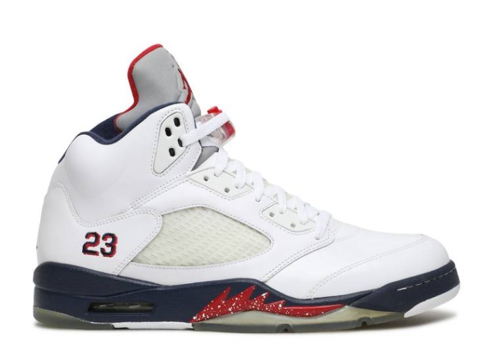 Air Jordan 5 Retro - Blanco Olímpico/rojo/azul Marino