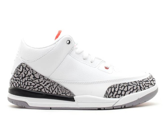 Air Jordan 3 Retro Ps Blanco/rojo/cemento Gris/negro