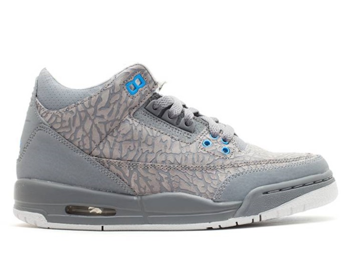 Air Jordan 3 Retro Gs - Cool Gris Azul Resplandor