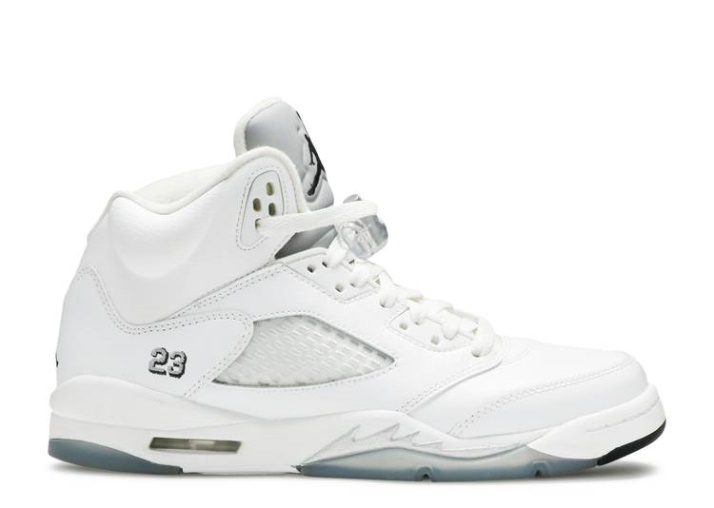 Air Jordan 5 Retro Bg - Blanco Metalizado