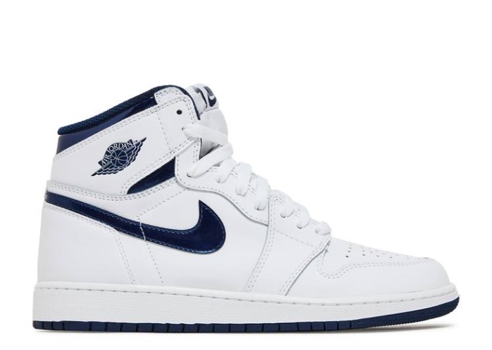 Air Jordan 1 Retro High And Bg - Azul Marino Metalizado