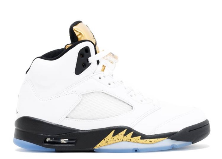 Air Jordan 5 Retro - Blanco Olímpico/negro/moneda De Oro