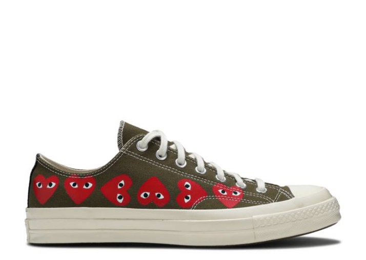 Converse Comme Des Garçons Play X Chuck 70 Low Top - Multi Corazón Verde Caqui