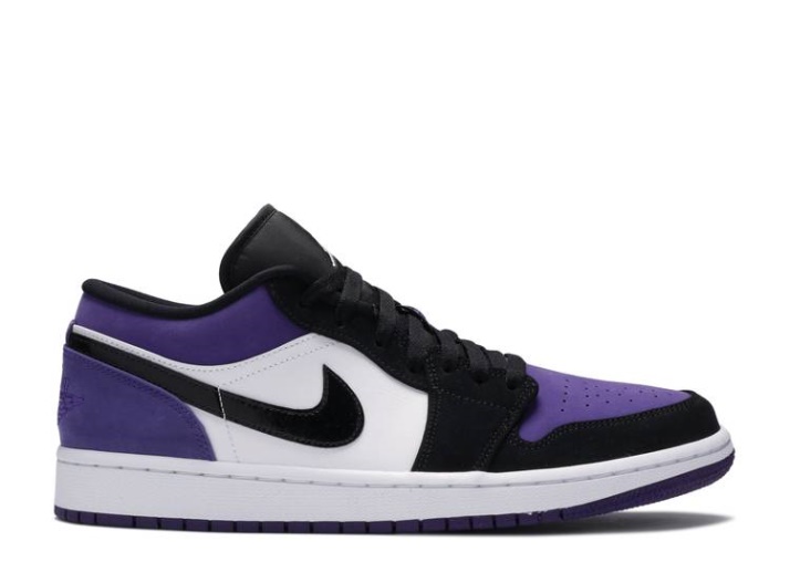 Air Jordan 1 Bajo Blanco/negro/corte Púrpura