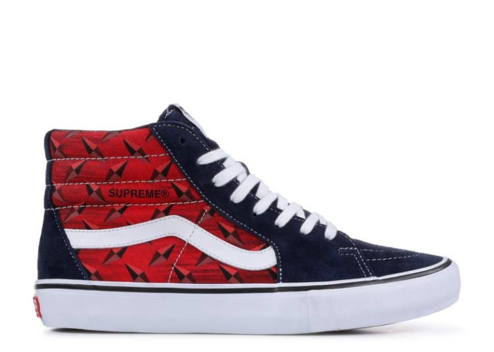 Vans Supreme X Sk8-hi Pro - Placa De Diamante Azul Marino Rojo