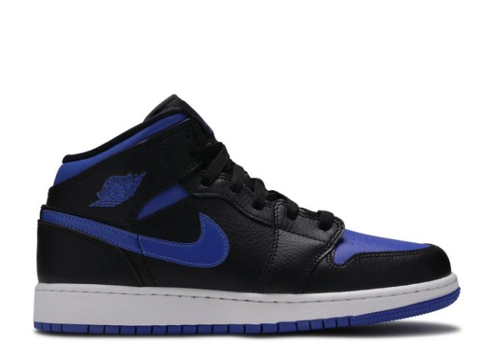 Air Jordan 1 Mid Gs - Negro Hyper Royal