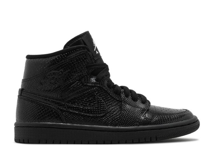 Air Jordan 1 Mid - Negro Piel De Serpiente