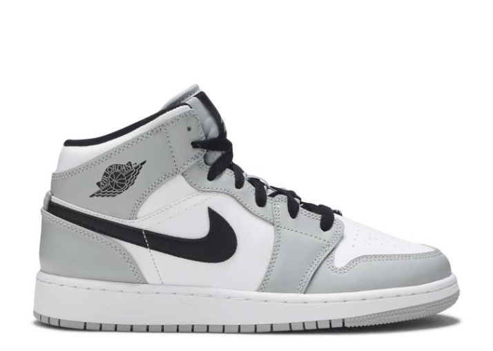 Air Jordan 1 Mid Gs Gris Humo Claro/negro/blanco