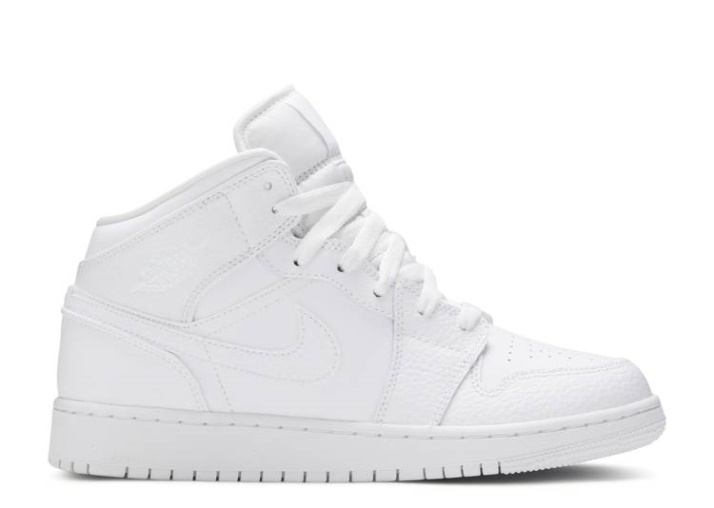 Air Jordan 1 Mid Gs - Triple Blanco