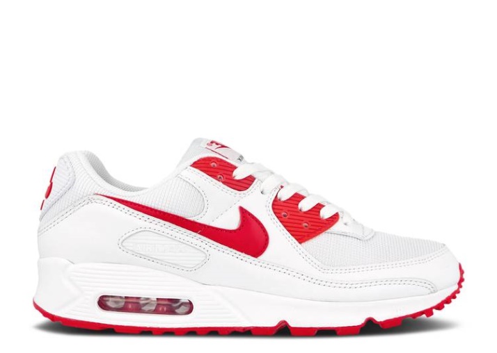 Nike Air Max 90 - Paquete De Color Blanco/rojo Universitario