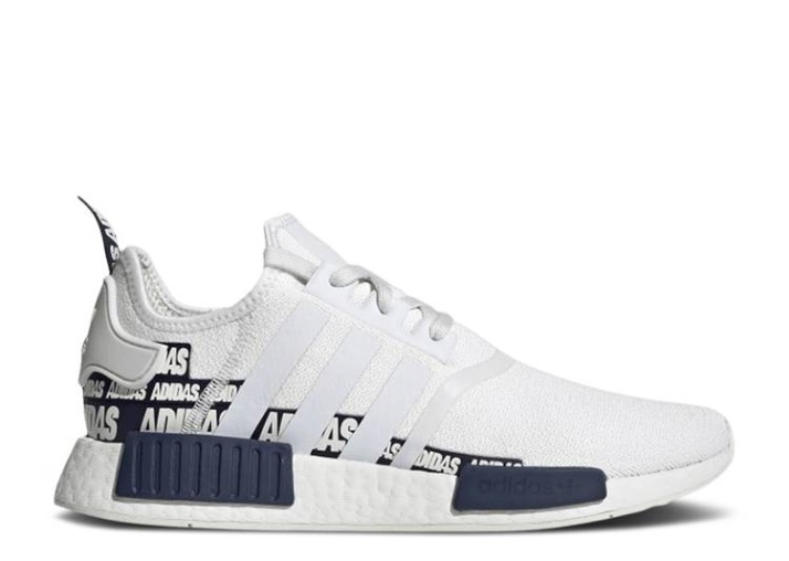 Adidas Nmd R1 - Wordmark Heel Stripe Crystal White/Navy