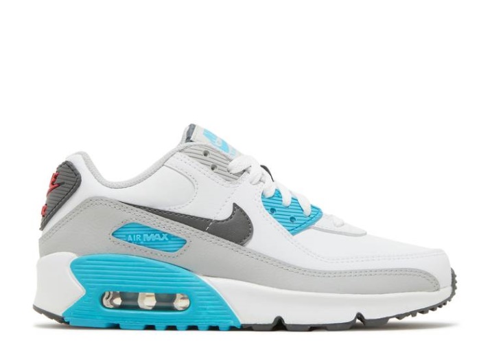Nike Air Max 90 Cuero Gs - Blanco Cloro Azul