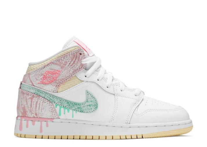 Air Jordan 1 Mid Se Gs - Goteo De Pintura