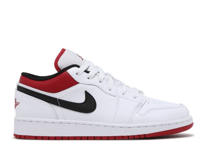 Air Jordan 1 Low Gs Blanco/gimnasio Rojo/negro