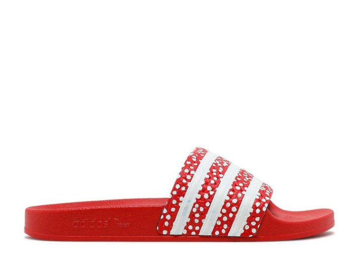 Adidas Wmns Adilette Slide - Polka Cloud White/vivid Red