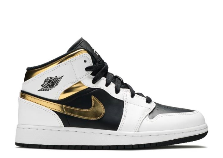 Air Jordan 1 Mid Gs - Oro Blanco
