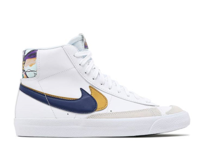 Nike Blazer Mid '77 Se Gs - Doble Swoosh Blanco/dorado/azul Void