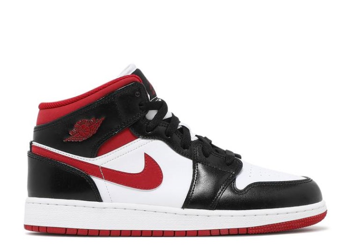 Air Jordan 1 Mid Gs - Negro Gimnasio Rojo