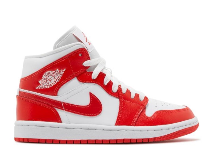 Air Jordan 1 Mid Blanco/rojo Habanero