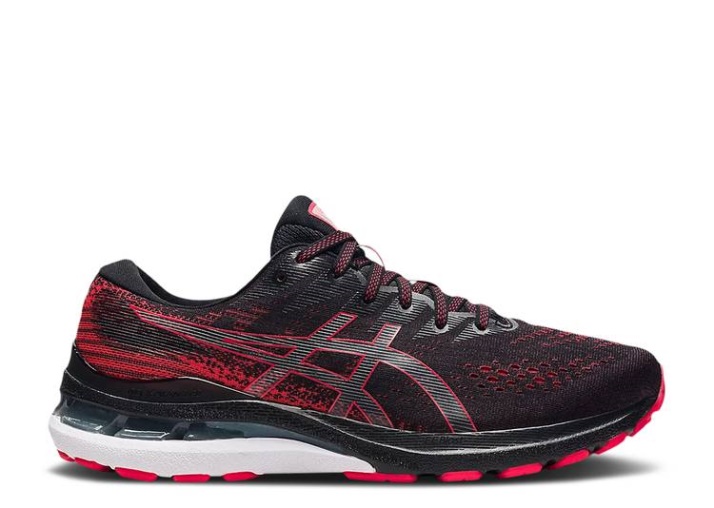 Asics Gel Kayano 28 - Negro Rojo Eléctrico