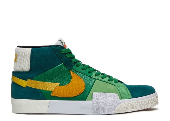 Nike Zoom Blazer Mid Premium Sb - Mosaico Paquete Rain Forest/green/gold