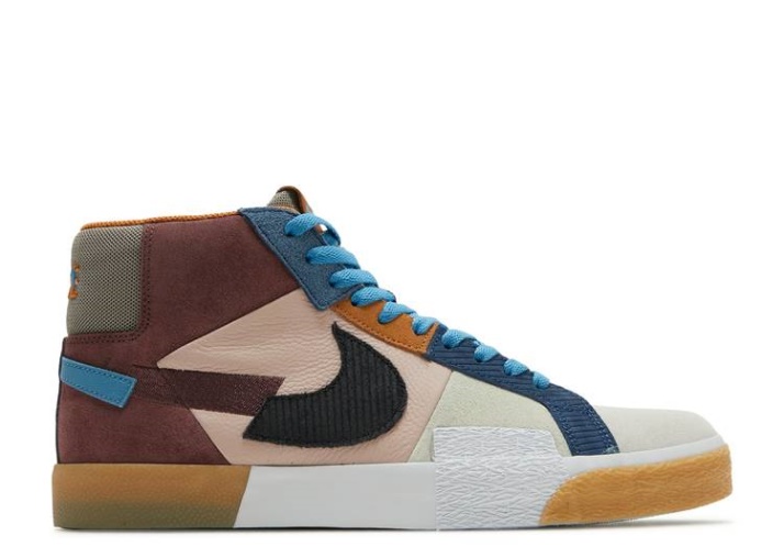 Nike Zoom Blazer Mid Premium Sb - Paquete De Mosaico Vino/rosa/cachemira/negro