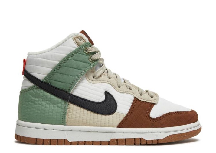 Nike Wmns Dunk High Lx Next Nature - Blanco Tostado/negro/verde Aceite/ratan