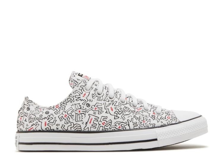Converse Keith Haring X Chuck Taylor All Star Low - Estampado De Figuras Bailando Allover Blanco/negro/rojo
