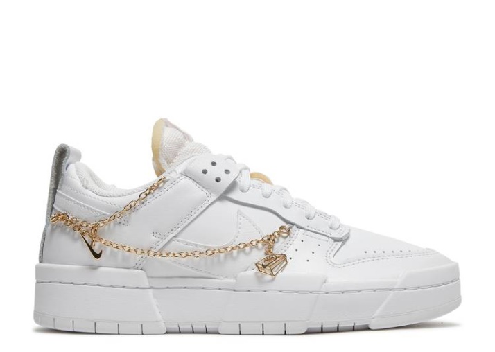 Nike Wmns Dunk Low Disrupt - Amuletos De La Suerte White/metallicgold/white