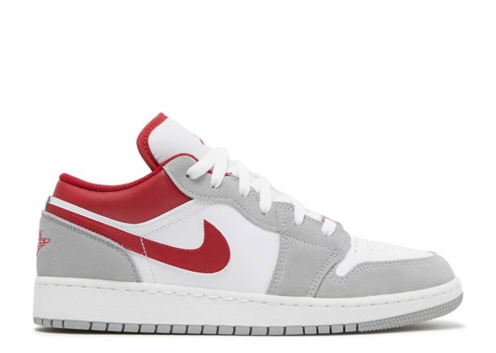 Air Jordan 1 Low Se Gs - Light Smoke Gris Gym Rojo