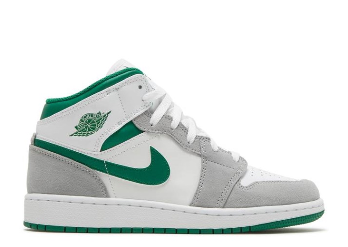 Air Jordan 1 Mid Se Gs - Gris Pino Verde