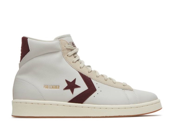 Converse Pro Cuero Alto - Blanco Burdeos Profundo
