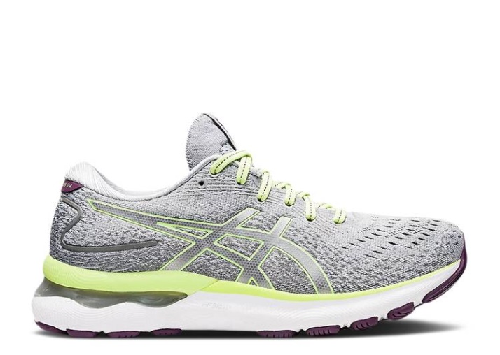 Asics Mujer Gel Nimbus 24 - Gris Piedmont Verde Lima