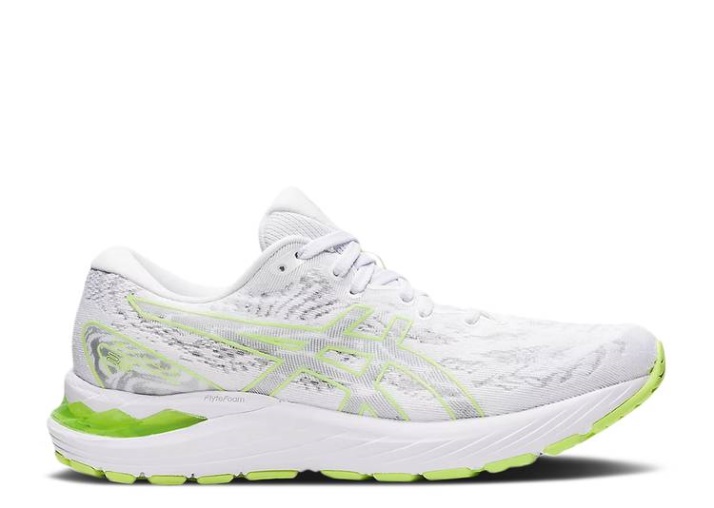 Asics Mujer Gel Cumulus 23 - Blanco Verde Lima