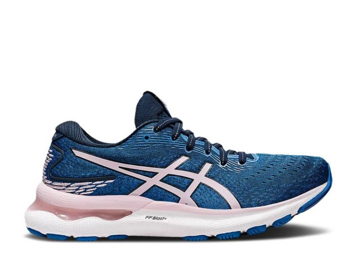 Asics Mujer Gel Nimbus 24 Wide - Azul Francés Apenas Rosa
