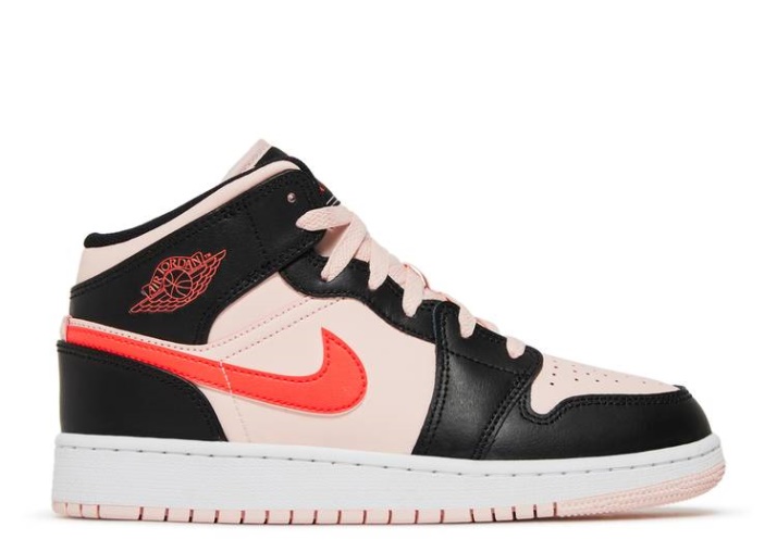 Air Jordan 1 Mid Gs - Negro Rosa Carmesí