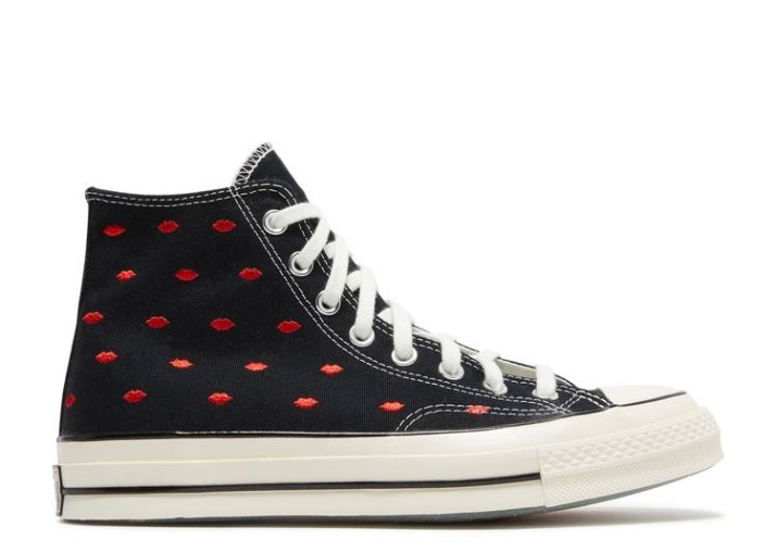 Chuck 70 Labios Bordados Altos - Love Me Black/university Red/egret