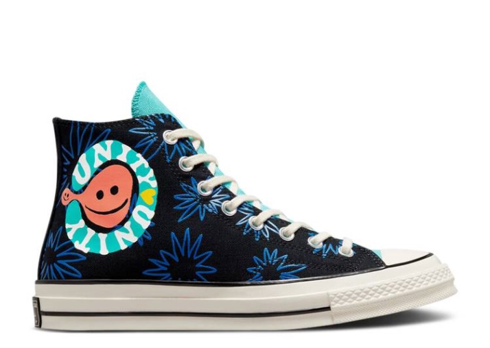 Converse Chuck 70 Alto - Soleado Floral Negro/washed Teal/game Royal