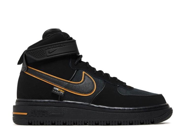 Nike Air Force 1 Bota - Negro Dorado Universitario