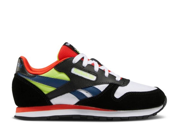Reebok Classic Cuero Niño Pequeño - Negro Rojo Dinámico