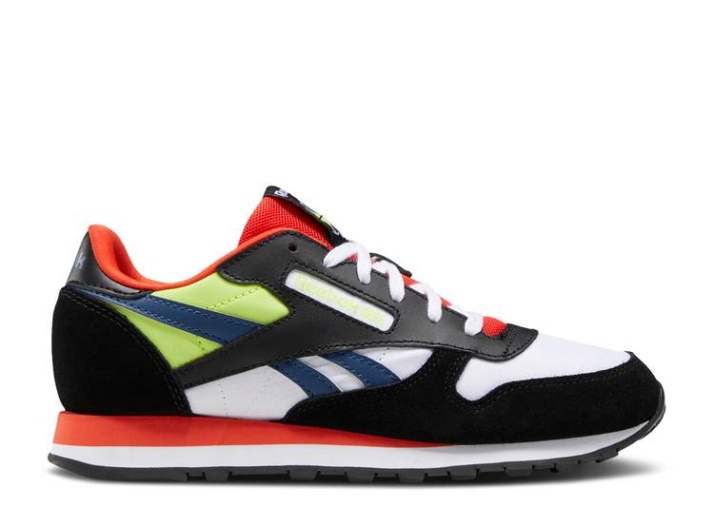 Reebok Classic Cuero Niño Grande - Negro Rojo Dinámico