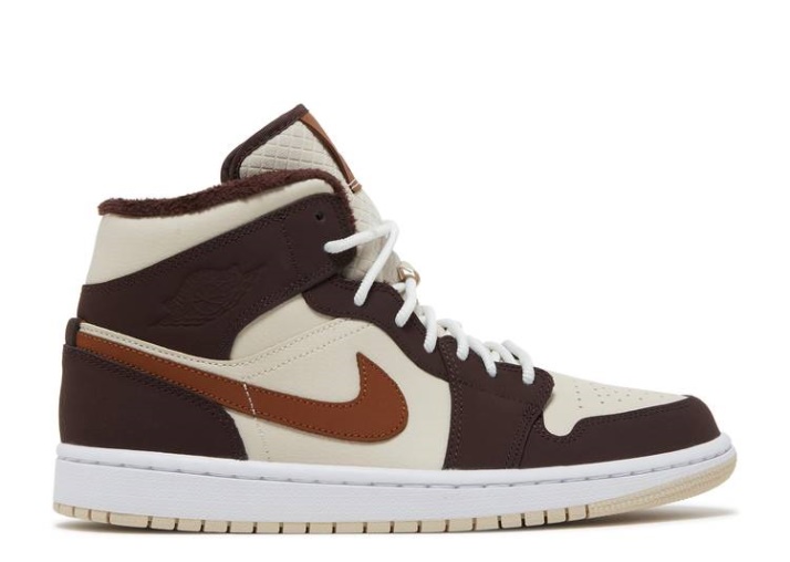 Air Jordan 1 Mid Se Mujer - Crema Chocolate Oscuro