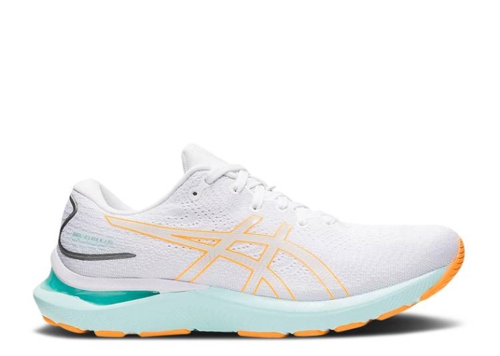 Asics Mujer Gel Cumulus 24 - Blanco Naranja Pop