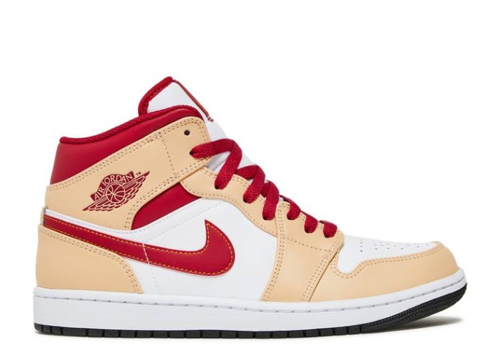 Air Jordan 1 Mid - Curry Ligero Rojo Cardenal