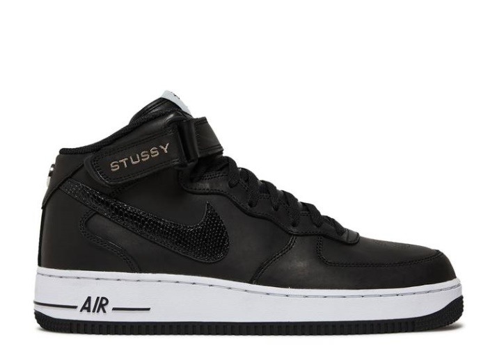 Nike Stussy X Air Force 1 Mid - Piel De Serpiente Negra