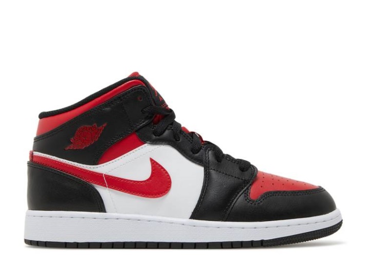 Air Jordan 1 Mid Gs - Negro Fuego Rojo