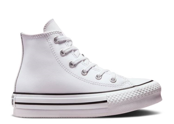 Converse Chuck Taylor All Star Plataforma Elevadora Cuero Altas - Blanco Marfil Natural